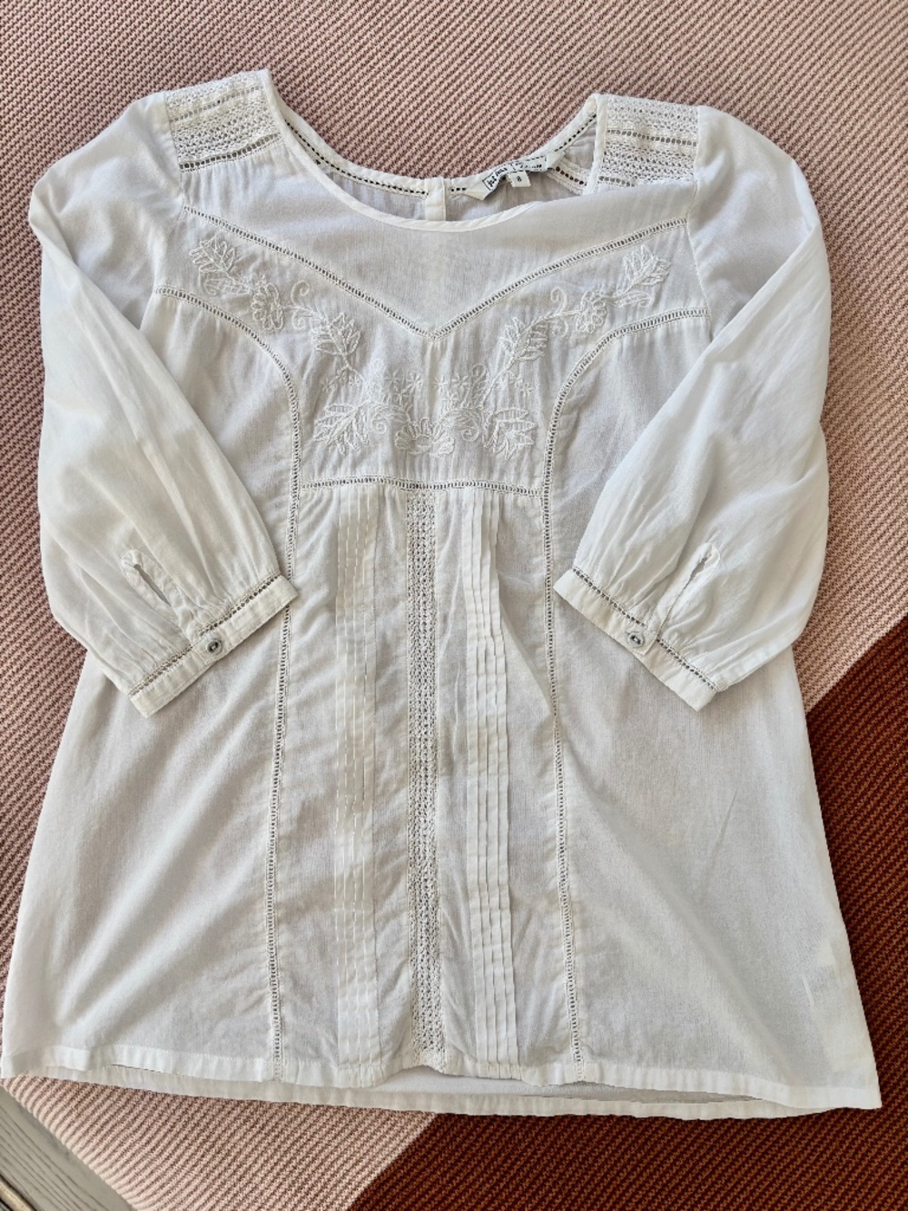 Fatface White Eyelet Lace Embroidered Cotton Shirt Women’s Size UK 8